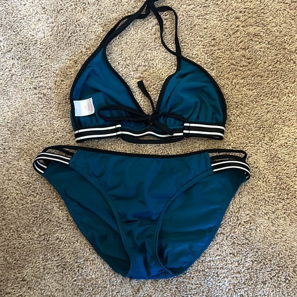 📦 Xhilaration Teal / Dark Aqua Sporty 2 Piece Bikini - Picture 3 of 3